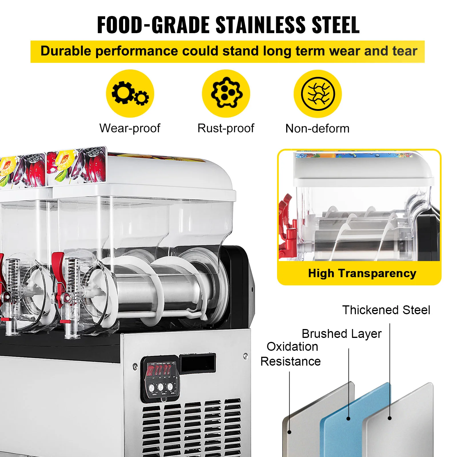 VEVOR 24L 30L 36L 45L Slushie อัตโนมัติเครื่องดื่มคั้นน้ำผลไม้เครื่องดื่ม Granizing หิมะ Smoothie Slush Maker สำหรับธุรกิจ