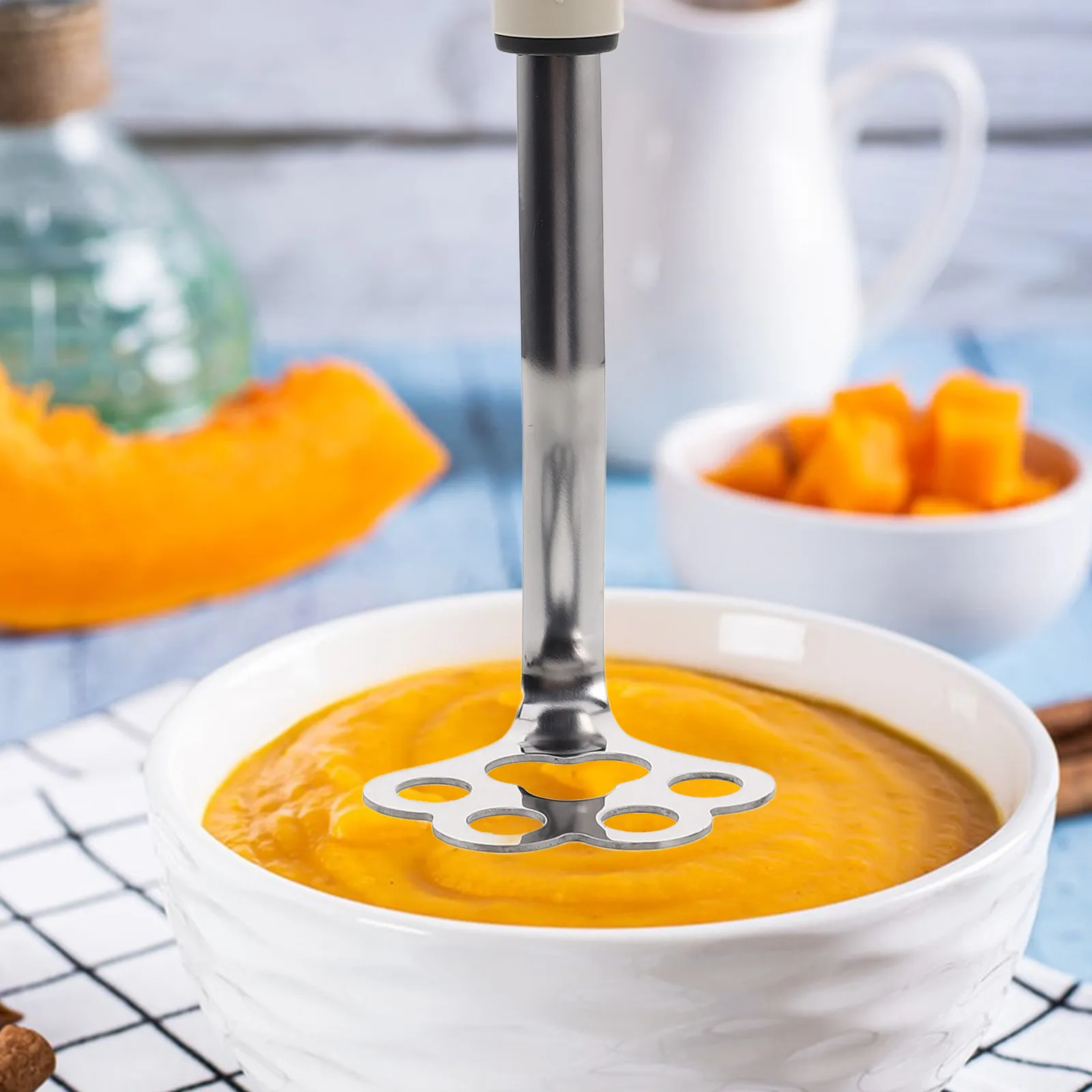 

Утолщенная толкушка для картофеля из нержавеющей стали, прочная цельная конструкция, идеально подходит для приготовления детского питания, измельчения картофеля, бобов, авокадо.