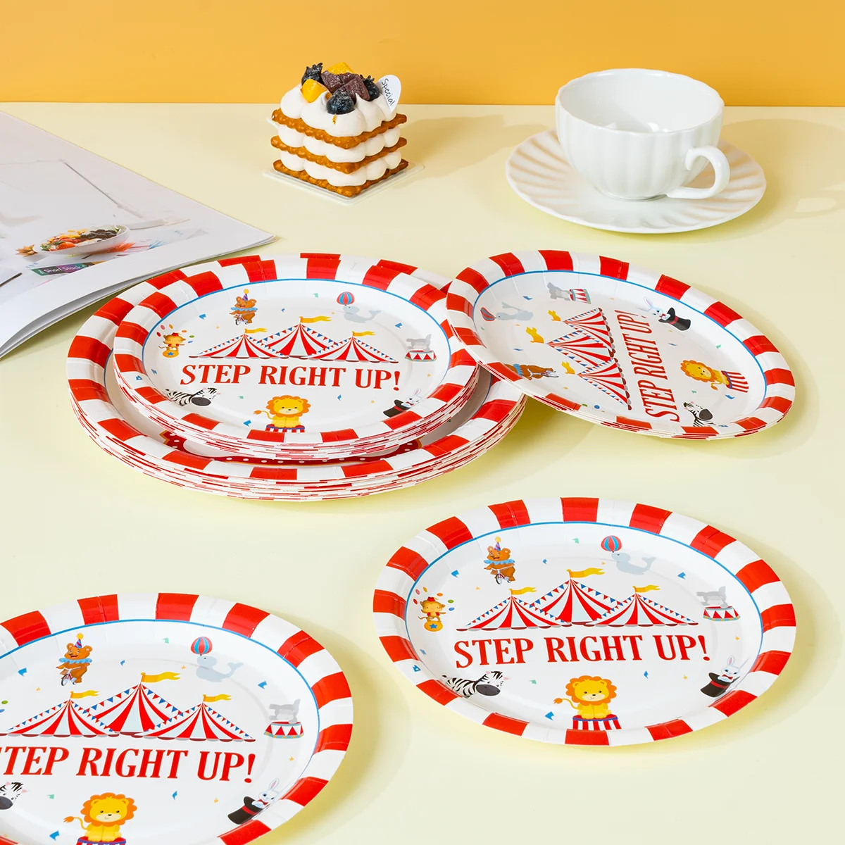 10/25/50pcs Vintage Circus Party Paper Plates Disposable Plates Carnival Kids' Birthday Baby Shower Party Decor image 4