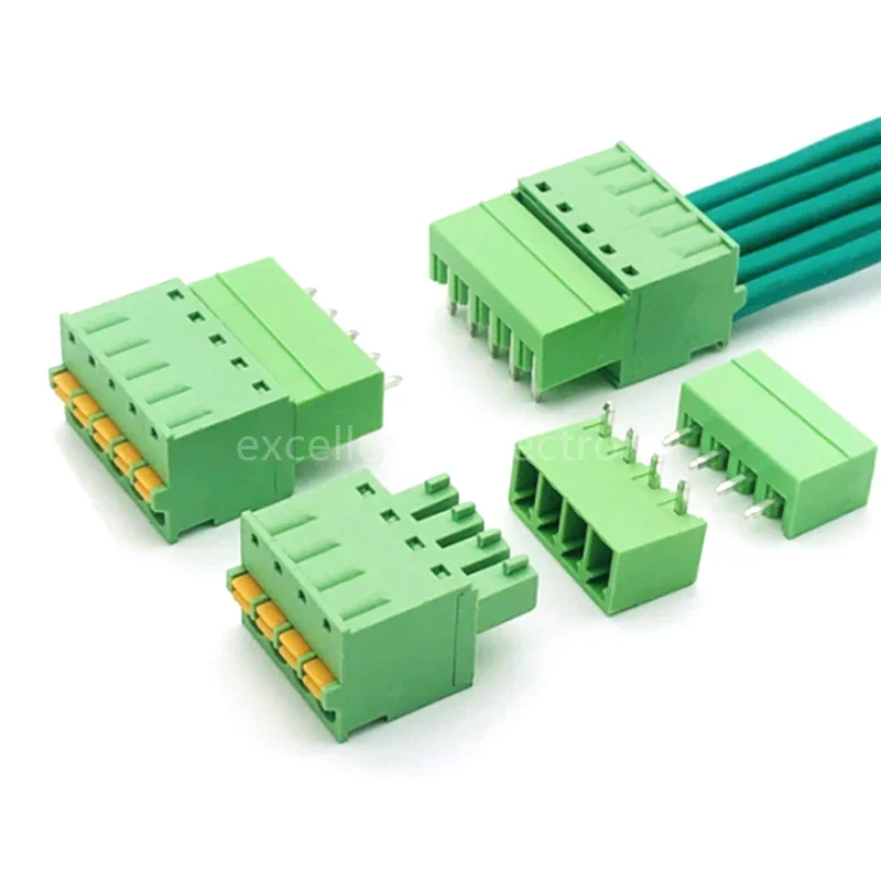 5Sets 15EDGKD-3.5mm Plug-in PCB Terminal Block, Spring Press Screw-Free Connector (2P-10P)