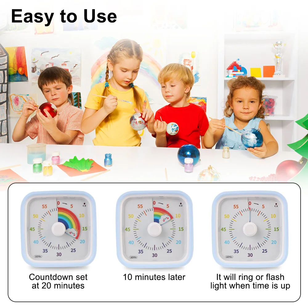 Visual Timer Countdown Timer Time Management Tool Kids Children Reminder 60 Minutes Alarm Clock Cute Cartoon Decorative