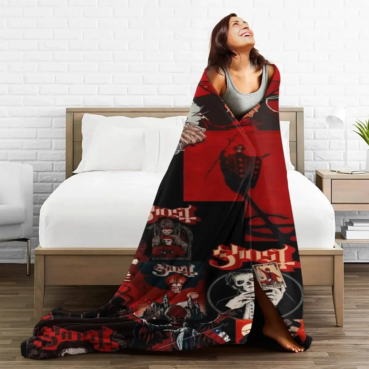

Ghost Band Cartoon Baby Blanket Plaid Sofa Cover Coral Plush Fleece Autumn/Winter Warm Throw Blanket for Bedding Outdoor Quilt