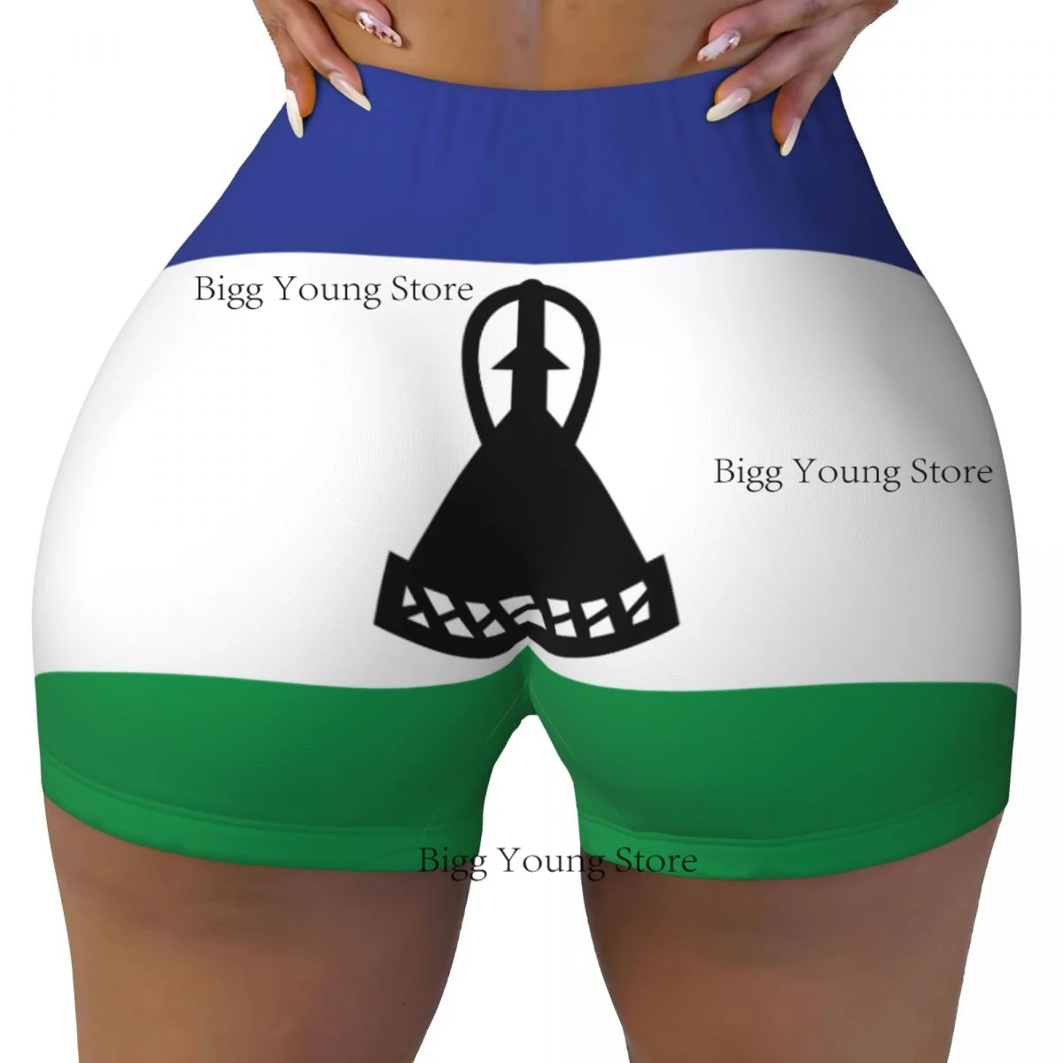 Womens Clothes Booty Shorts Gym Push Up Short Elasticity Scrunch Butt Running Shorts Lesotho Flag Training Shorts
