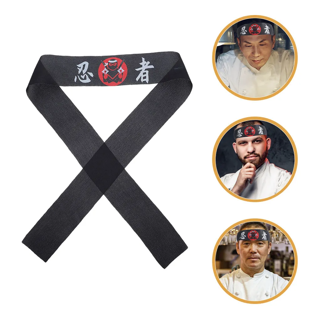 

4Pcs Headbands Japanese Karate Chef Samurai Headband Adjustable Fit Breathable Fabric for Training Cooking Costume Use