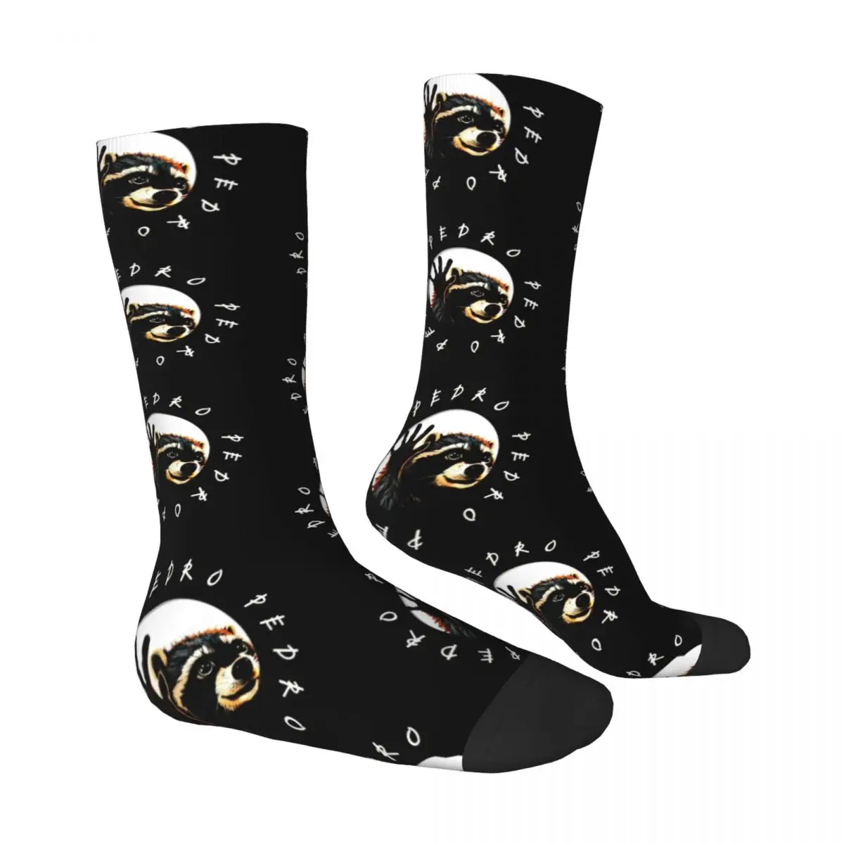 Men's Socks Pedro Raccoon Black Stockings Autumn Fashion High Quality Socks Design Skateboard Non Skid Socks