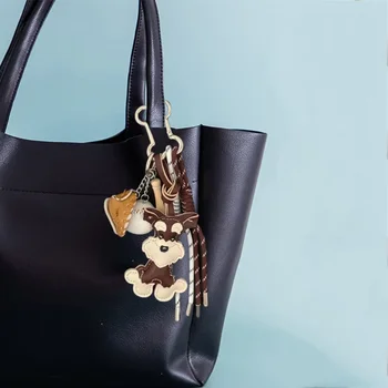 שנצר תיק כלב חמוד נשים חמודים לתליון מפתח תליון פו טרנדי פנצ 'ן כלב pu מעור קישוט