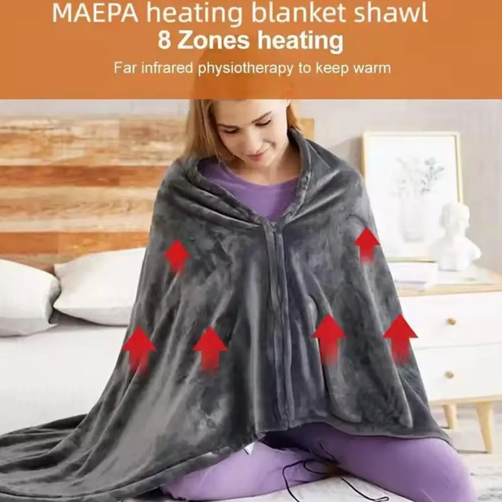 USB Electric Heated Blanket Shawl for Office ，3 Heating Levels Fleece Heated Mat Household Wearable Body Warmer Blanket Washable