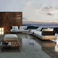 Rattan Outdoor Garden Furniture Sets B&B Villa Luxury Sofa Chair Combination Nordic Solid Wood Sofa Home Leisure Patio Furniture