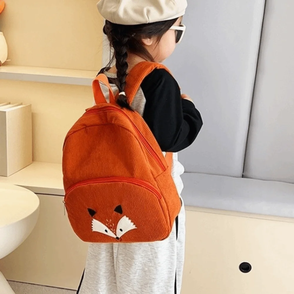 Simple Cartoon Bear Backpack Dog Corduroy Children Backpack Lolita Solid Color Students School Bag Gift