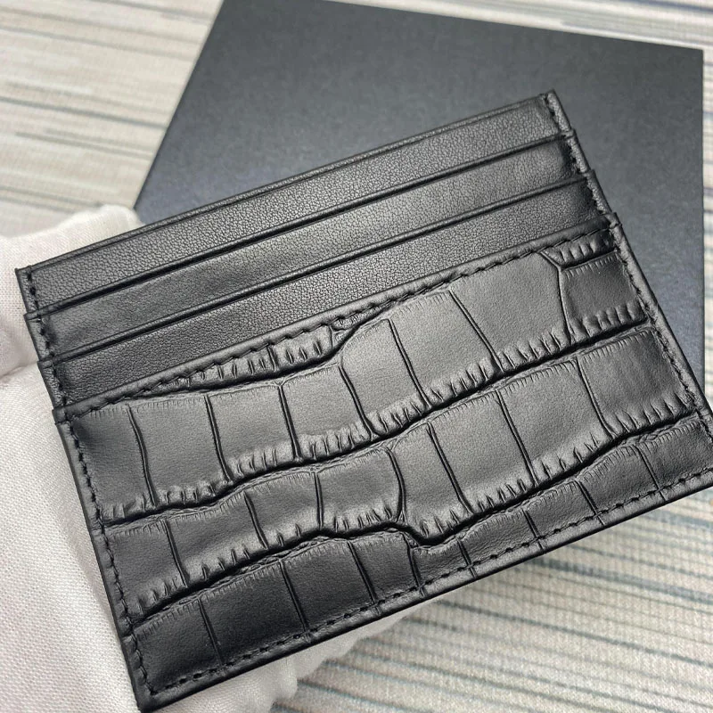 Genuine leather credit card holder for men Classic crocodile pattern thin multi  slot card bag women\'s ID/ business Card Case