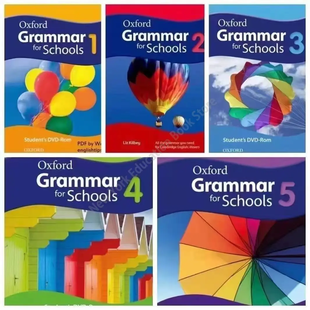 5 Books Oxford Grammar For Schools 1-5 English Learning Picture Book Textbook for Kids 6-12 Years