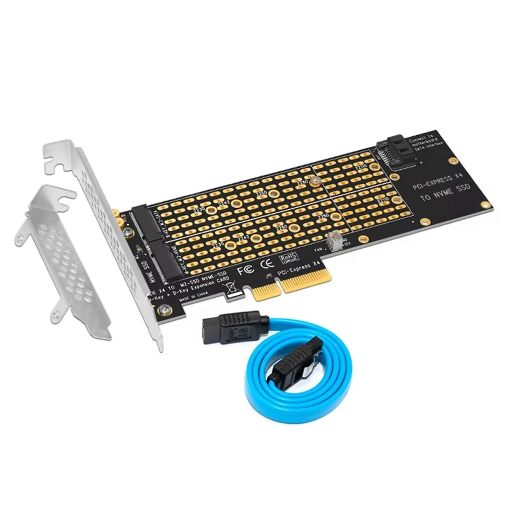 

[NEW SALE]PCIE to M2 Adapter M.2 NVMe Key-M NGFF Key-B Adapter with SATA3.0 Cable for 2230 2242 2260 2280 22110 SSD to PCIe Card