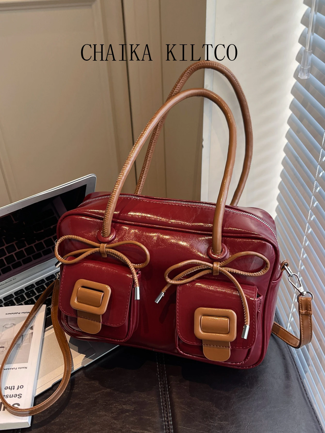 

CHAIKA KILTCO 2025 Autumn/Winter Fashion Bow Shoulder Bag Large Capacity Contrast Color Versatile Underarm Bag Commuter Bag