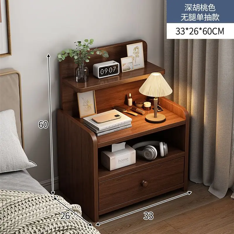 

Bedside table simple modern solid wood leg storage small simple bedroom home 2025 new