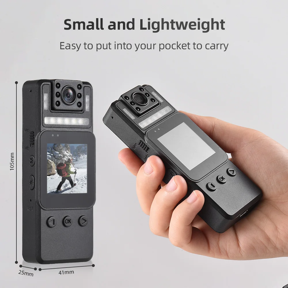 4K Body Camera w/ Audio /Video Recording Wearable Body Cam WiFi Camera Camcorder with 180° Rotatable Lens Night Vision Lights