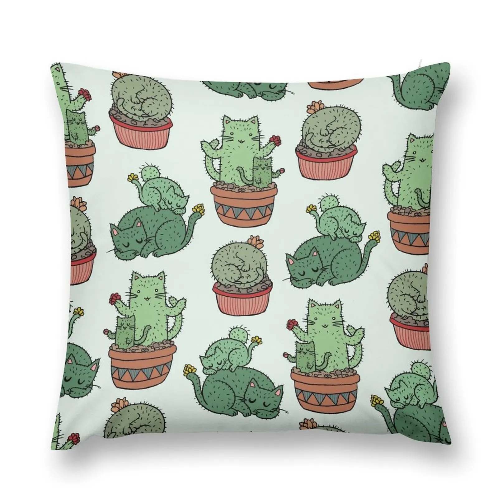 

Cactus Cats Throw Pillow Cushion Cover Set Pillows Aesthetic pillow