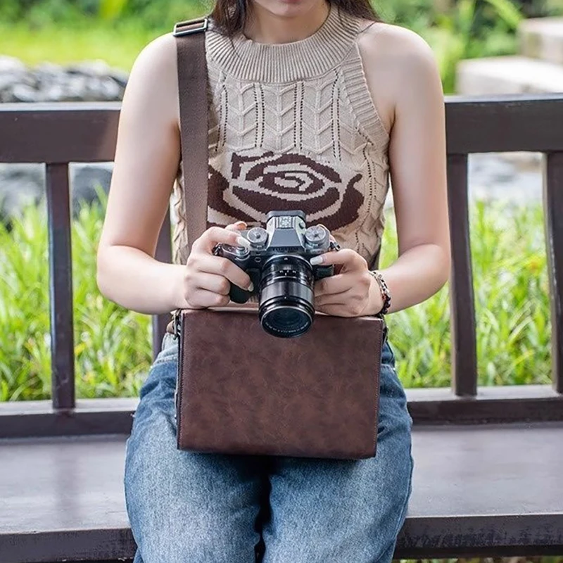 레트로 DSLR 가방 크로스 바디 숄더 카메라 가방 Fuji XT5 XS20 XM5 XT50 Sony A7C2 Canon R50 용 휴대용 여행 야외 촬영 가방