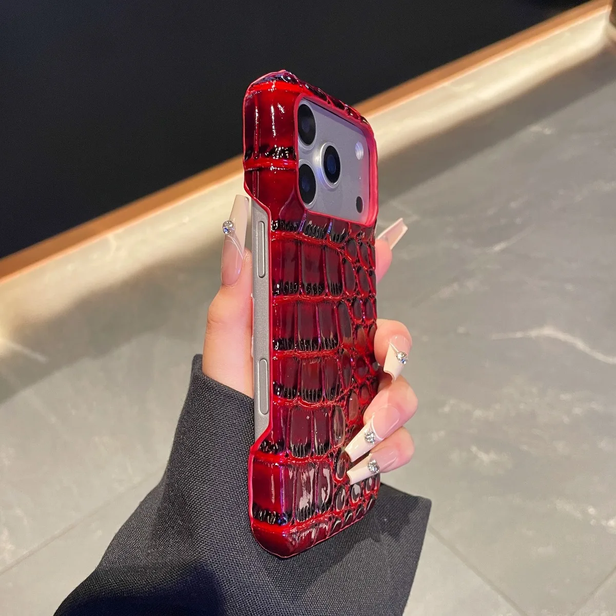 

Элегантный глянцевый чехол из искусственной кожи с крокодиловым дизайном для iPhone 17, 16, 15, 14, 13, Pro Max Air, изысканный стиль