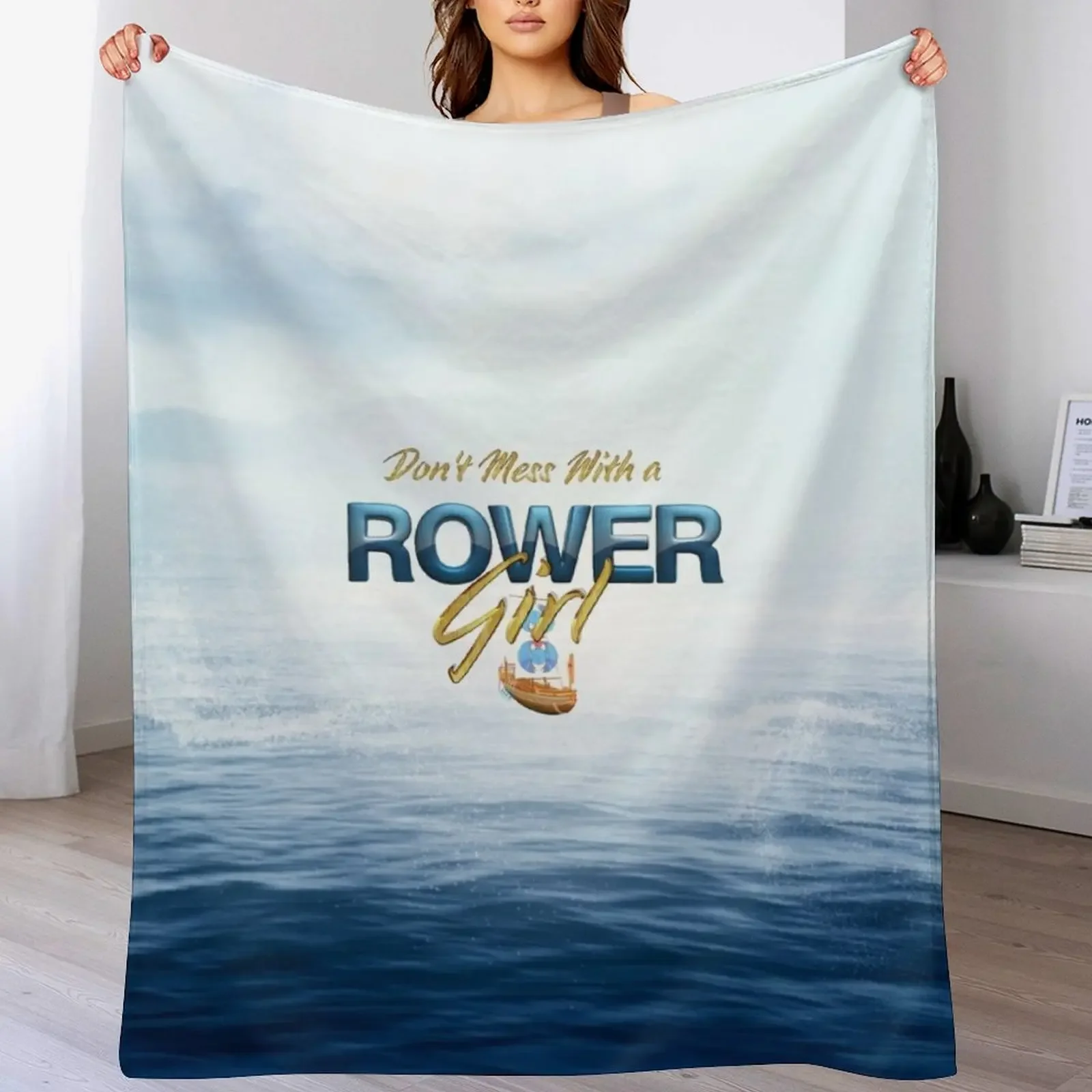 Rower Girl Throw Blanket Retros Large Sleeping Bag For Sofa Thin Blankets