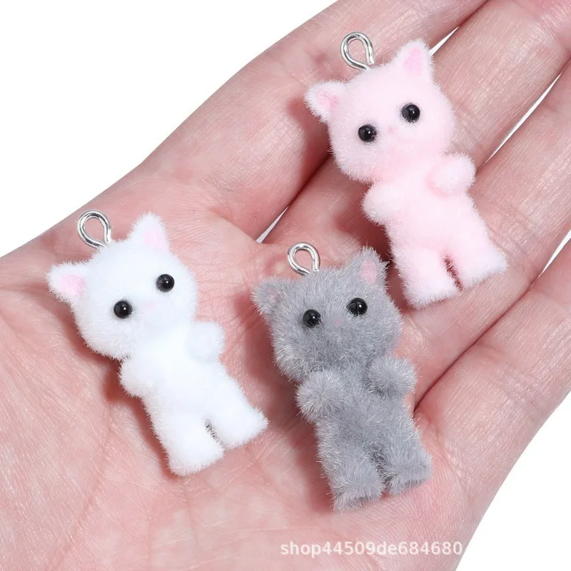 Cartoon cute Cat Keychain pile coating Solid Pendant Kitty Keyring Plush Key Chains Pet Lover Gifts Women Men Backpack Keys