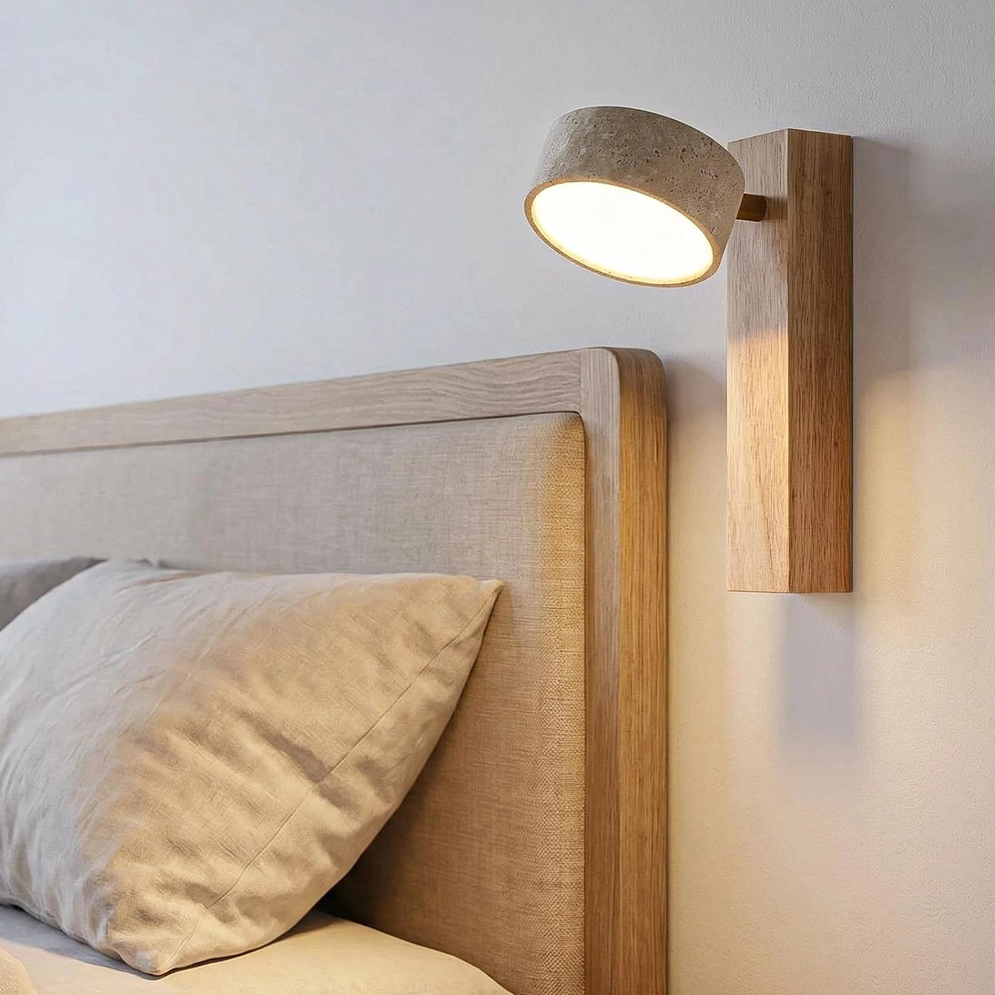 Retro Cave Stone Wall Lamp Wabi Sabi Rotation Wood Wall Light Bedroom Bedside Living Room Corridor Home Decor Lighting