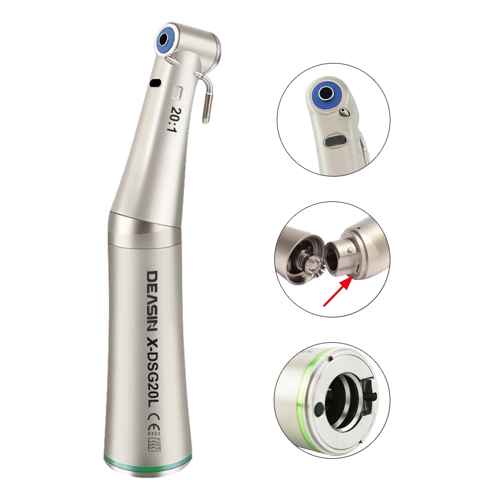 

Dental Implant Surgical Contra Angle Low Speed Handpiece 20:1 Fiber Optic Contra Angle DSG20L For Electric micromotor