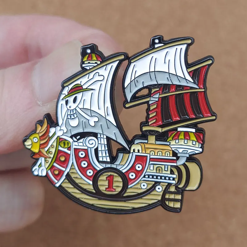 Anime One Piece Enamel Pin Pirate Ship Going Merry Brooches Lapel Pins for Backpack Briefcase Badges Fashion Jewelry Accessories