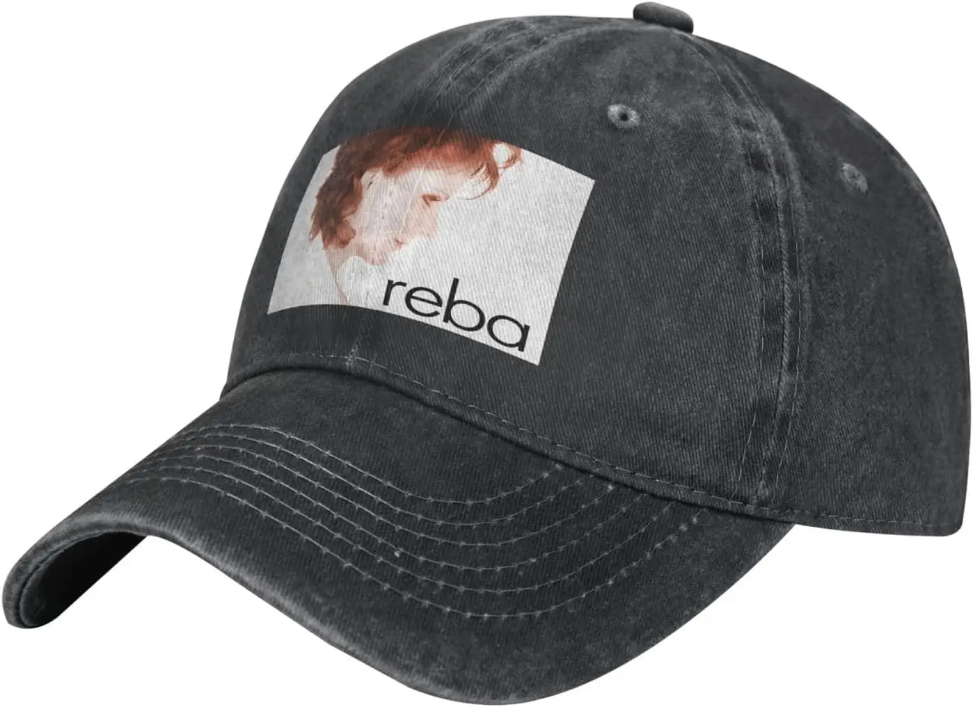 

Reba Music and McEntire Baseball Cap Vintage Washed Denim Cap Unisex Casual Outdoor Sport Hat Black