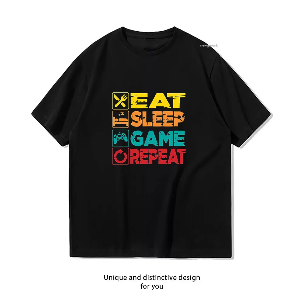 Play, Eat, Sleep, Repeat T-Shirt Casual cotton graphic t shirts Creative streetwear Classic O-neck shirt