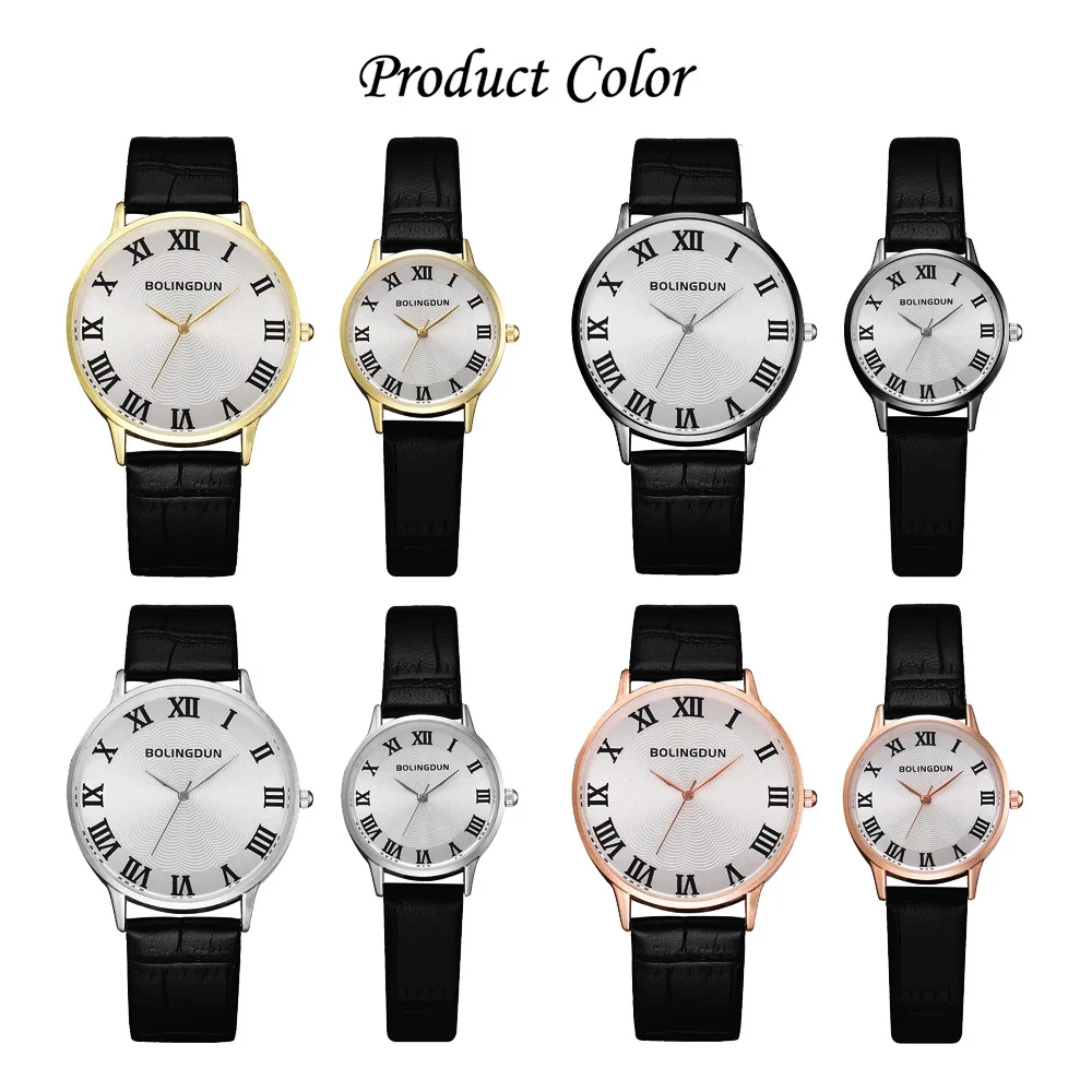 * Reloj de pareja * con cara de número romano, correa de cuero, amante, estudiante de escuela Simple, hombres, mujeres, minimalista, par de relojes de pulsera para niños y niñas