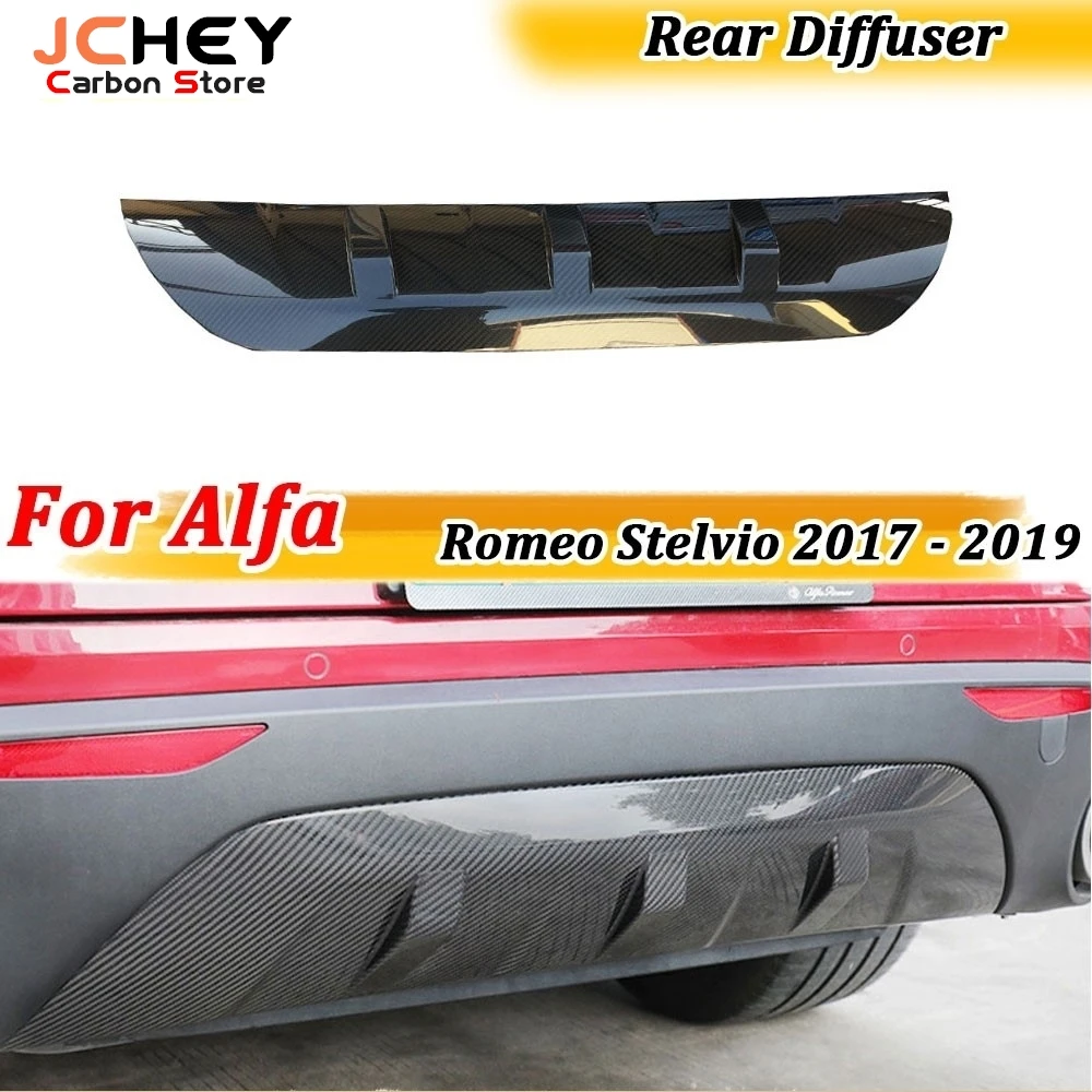 

Dry Carbon Fiber Rear Bumper Lip Diffuser Auto Decoration For Alfa Romeo Stelvio B Style 2017 2018 2019 FRP Body Kit Accessories