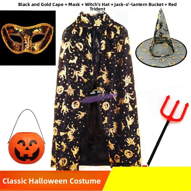 

Halloween Witch Costume Cloak Shoulder Performance Magic Show Set Women's Style Festival Party Props Cosplay Outfits