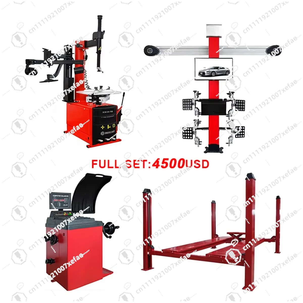 Full Set of Four-column Hydraulic Lift (4T Bearing Capacity) Four-wheel Aligner Automatic Tire Disassembly and Assembly Machine