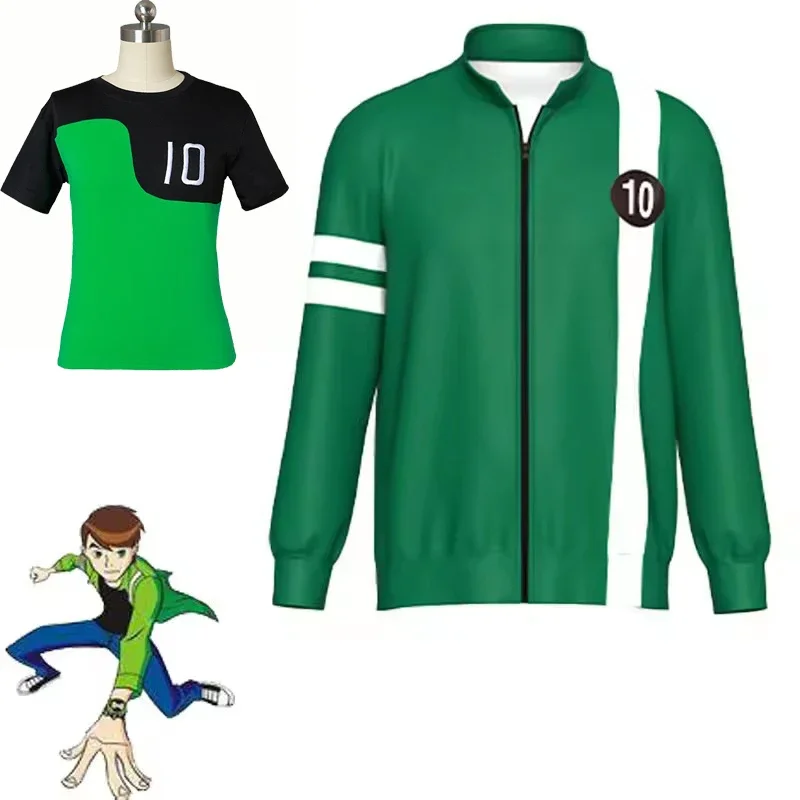 Anime ben10 Alien Force Tennyson Cosplay Costume Halloween Outfits Unisex Sweatshirt Jacket Hoodies Zipper Coat Casual Uniforms