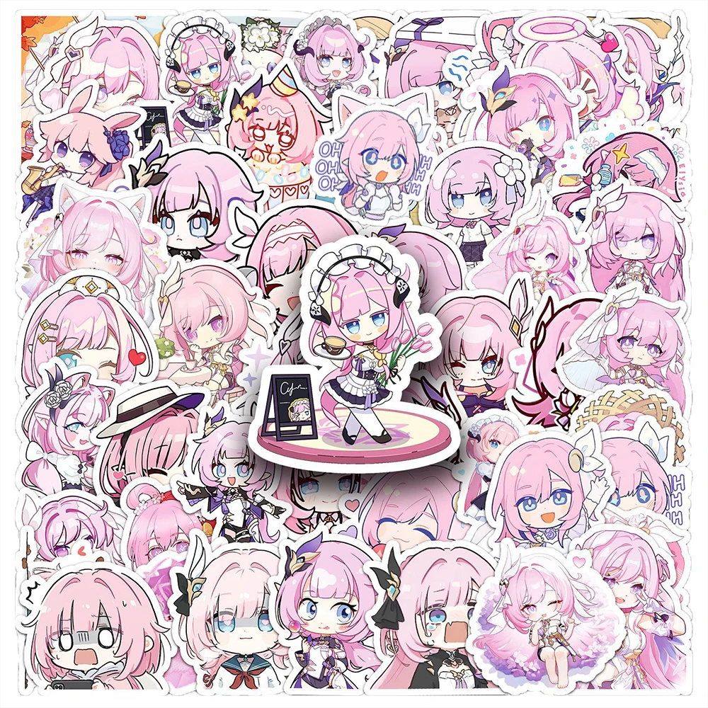 10/30/50pcs Kawaii Elysia Honkai Impact 3 Stickers Cute Anime Game Characters Sticker Notebook Phone Laptop Cartoon Decals Decor