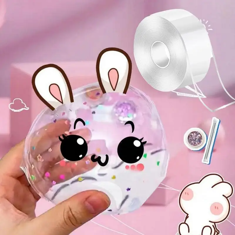 Multipurpose Nano Tape With Glitter DIY Craft Children Pinch Toy Making Blowing Bubble Tapes Sticky Traceless Clear Nano Tape