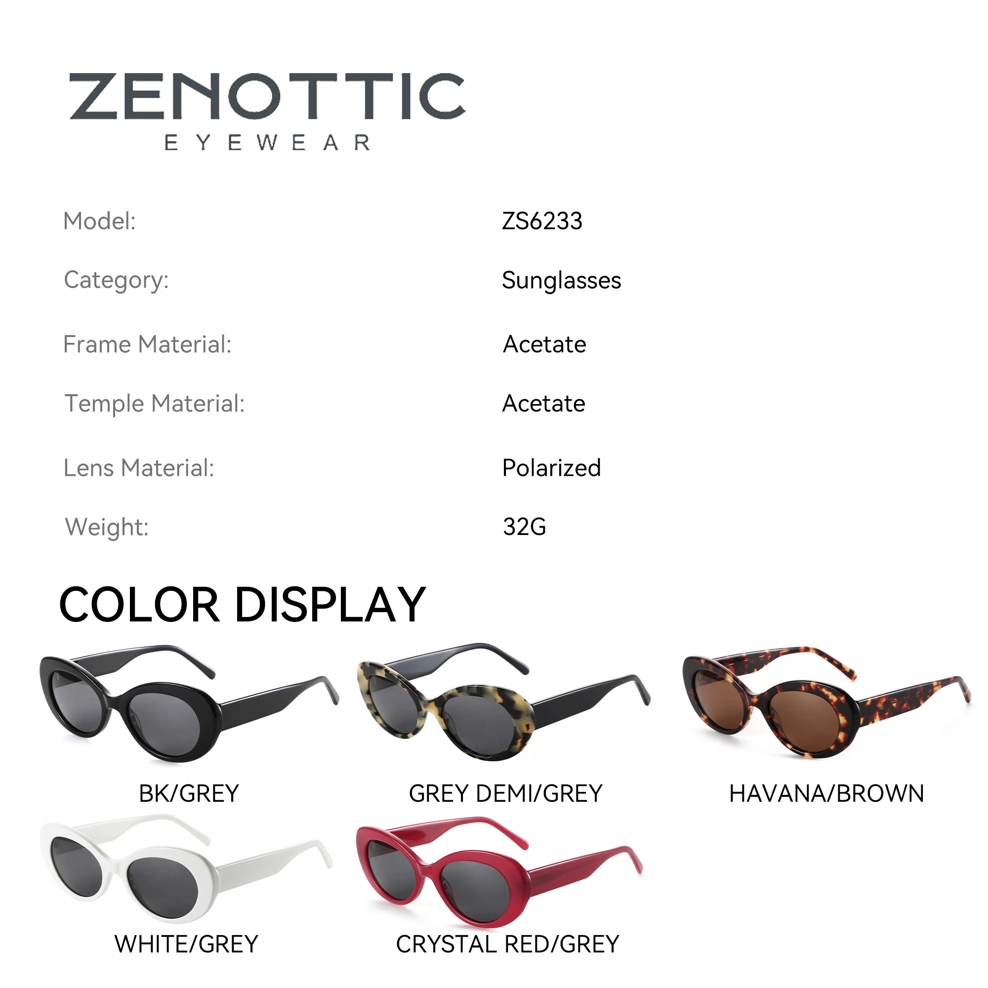 Retro Oval Polarized Sunglasses UV400 Protection Acetate Frame Mother-of-pearl Retro-Vintage Acetate Oval Gradient  main image 4