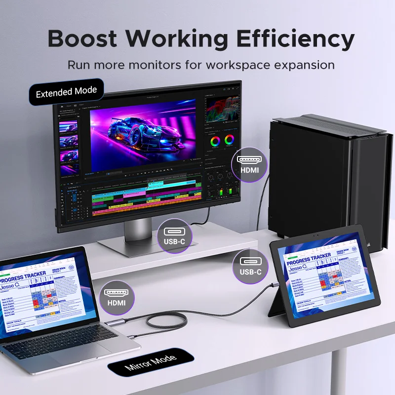 UGREEN HDMI zu USB C Kabel Adapter Audio Video Display 4K 60Hz HDR HDCP2.2 Dolby mit USB Netzteil für PS4/5 Switch Xbox PC