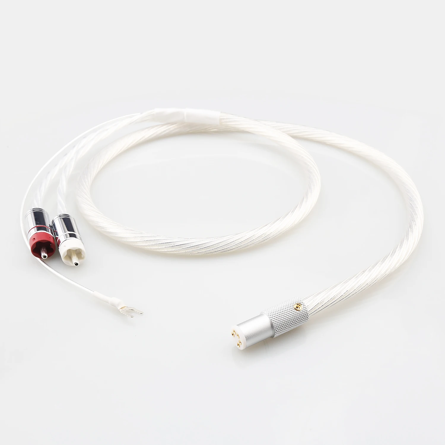 HiFi Phono Tonearm Audio Cable 5 Pin DIN Female to 2 RCA Connector Cord With U Spade Ground Wire For Vinyl Record Player