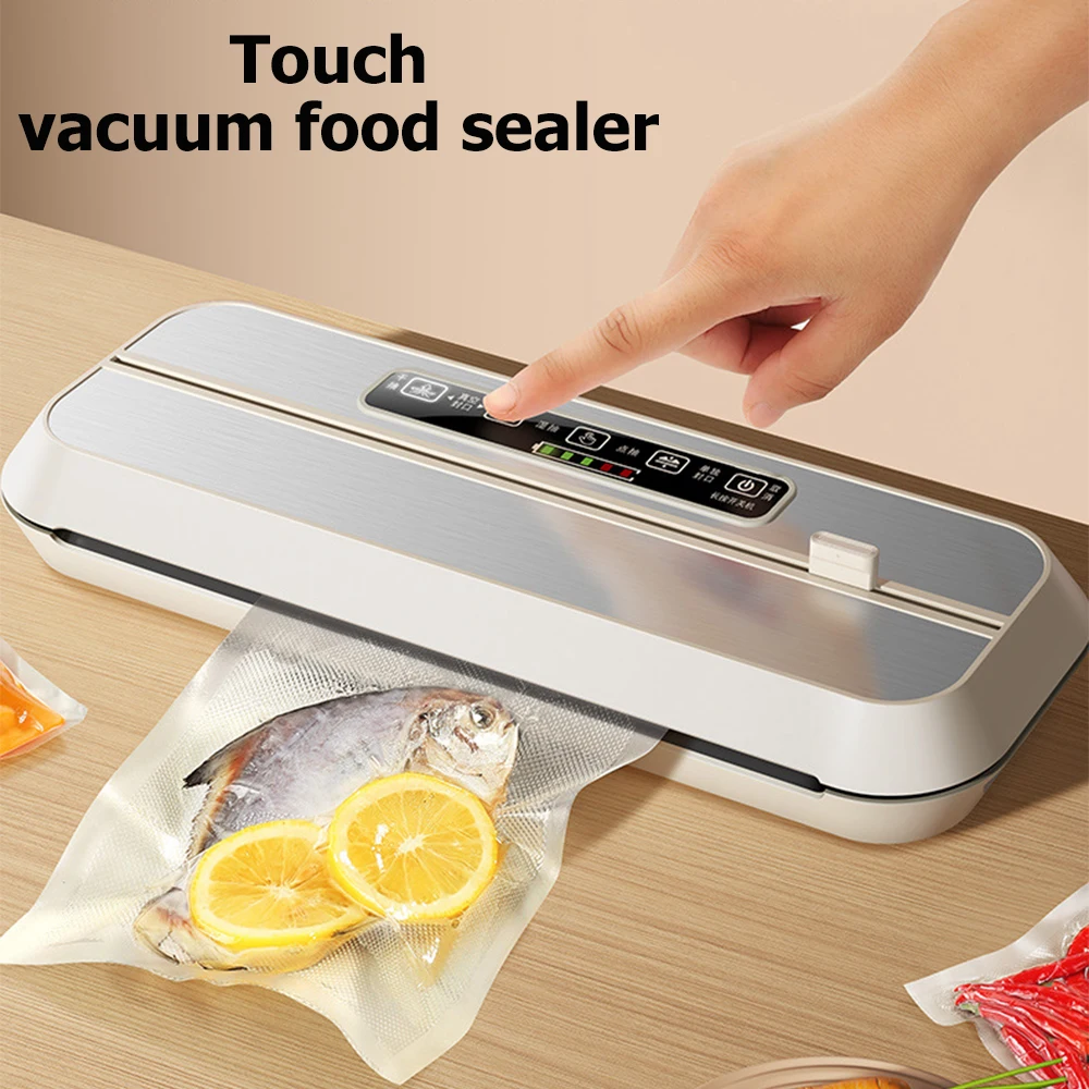 110V/220V Food Vacuum Sealer EU/US Wet And Dry Dual-purpose Touch Household Vacuum Packaging Machine With Free 10pcs Vacuum Bags