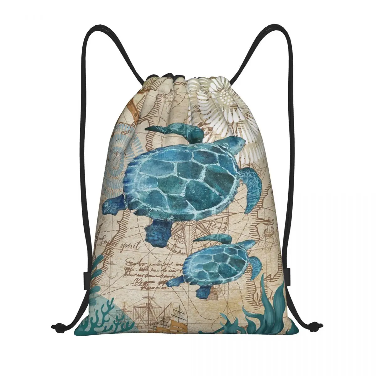 Custom Ocean Sea Turtle Drawstring Backpack Bags Men Women Lightweight Gym Sports Sackpack Sacks for Yoga