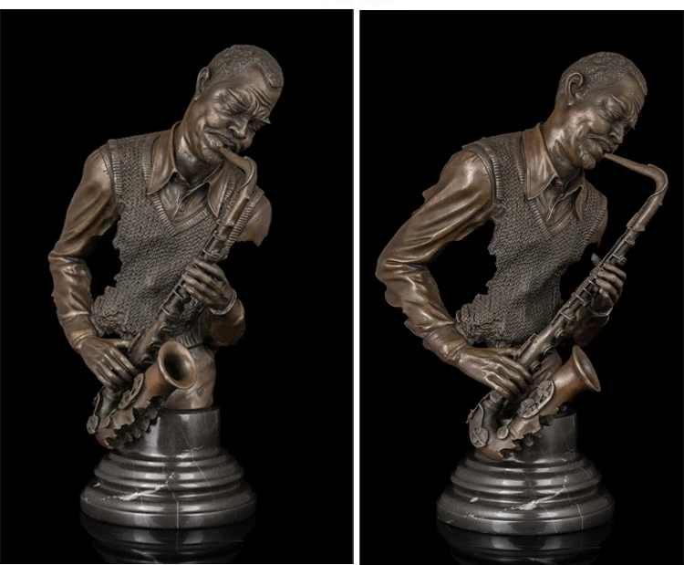 home LIVING ROOM wall TOP Decor ART--41 CM POP ROCK music Crazy Sax bronze statue sculpture Decoration brass decorative