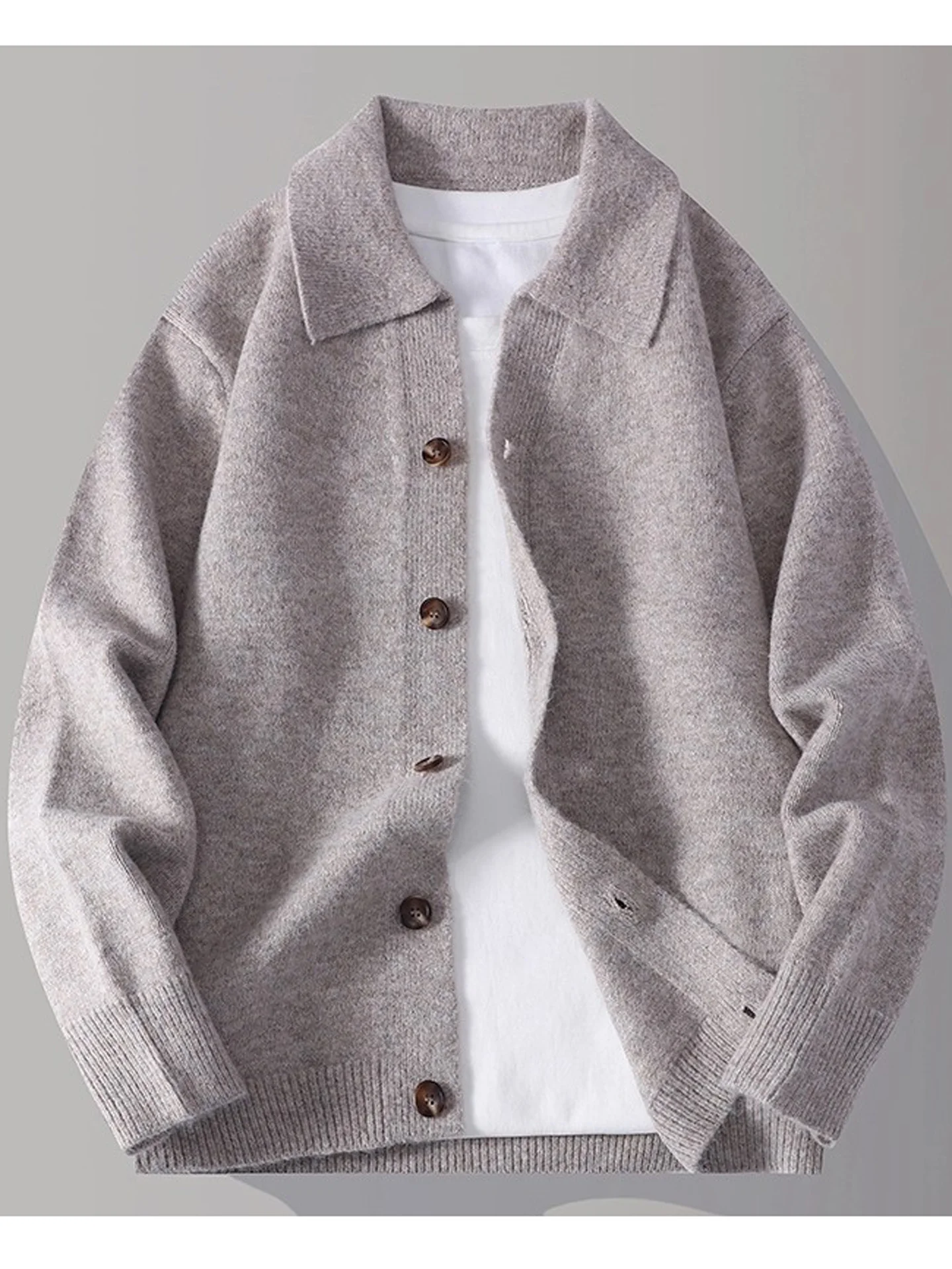 

Men's Knitted Open Cardigan Loose Fit Casual Sweater Jaet Button up Thiened Autumn Winter Pure Color Long Sve Top