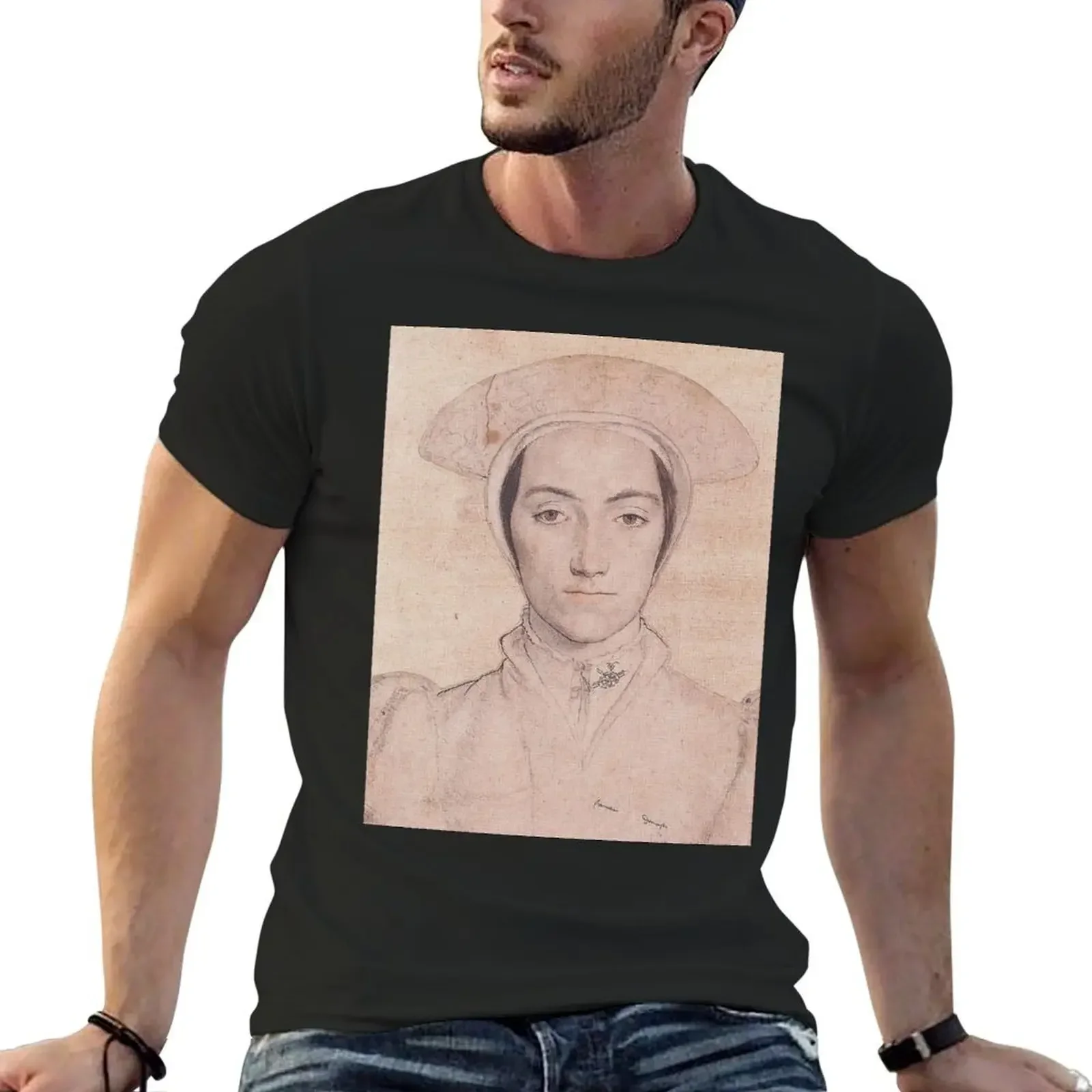 Portrait of a Tudor Woman, by Hans Holbein the Younger T-Shirt korean fashion rapper graphic tees tshirts for men