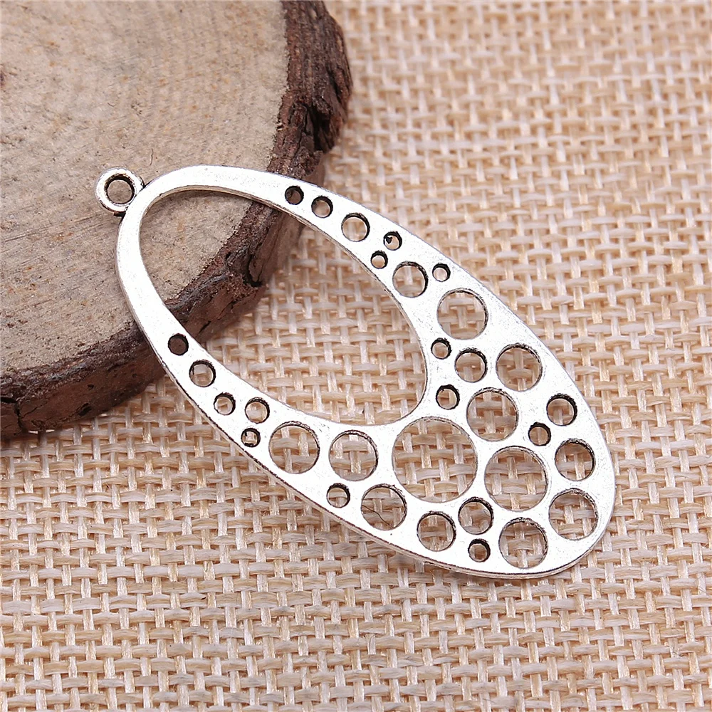 

Wholesale 100pcs/bag Perforated Earrings DIY Jewelry Findings Accessories Charms Wholesale Antique Silver Color 23x47mm