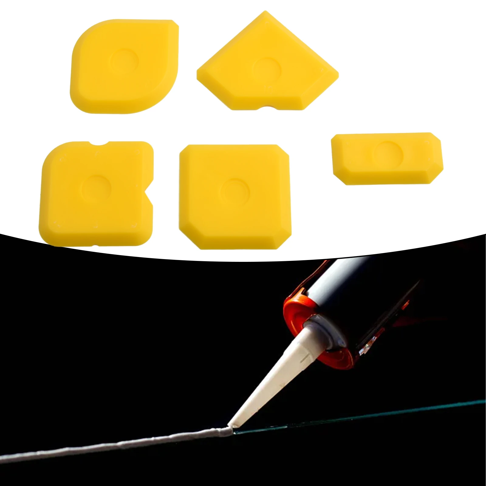 Tool Scraper Applying Grout 5× Divisible Plastic Scraper Rubber Sheet Sealing Silicone Device Yellow Practical