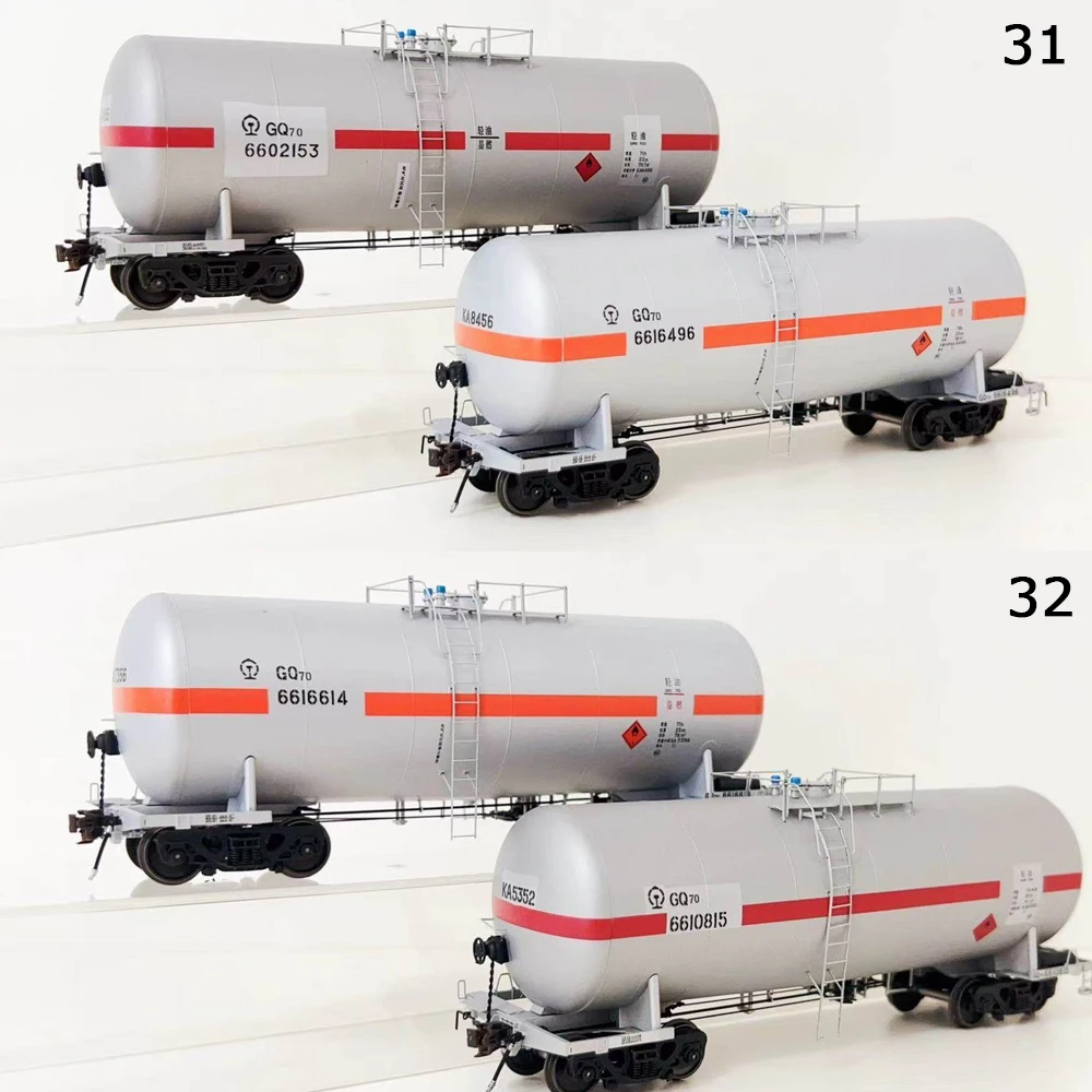 HO 1/87 Scale Model Train Cars GQ70 GN70 Light Oil and Heavy Oil Tank Cars Freight Cars 2-Car Set Model Train Boys' Toy Gift