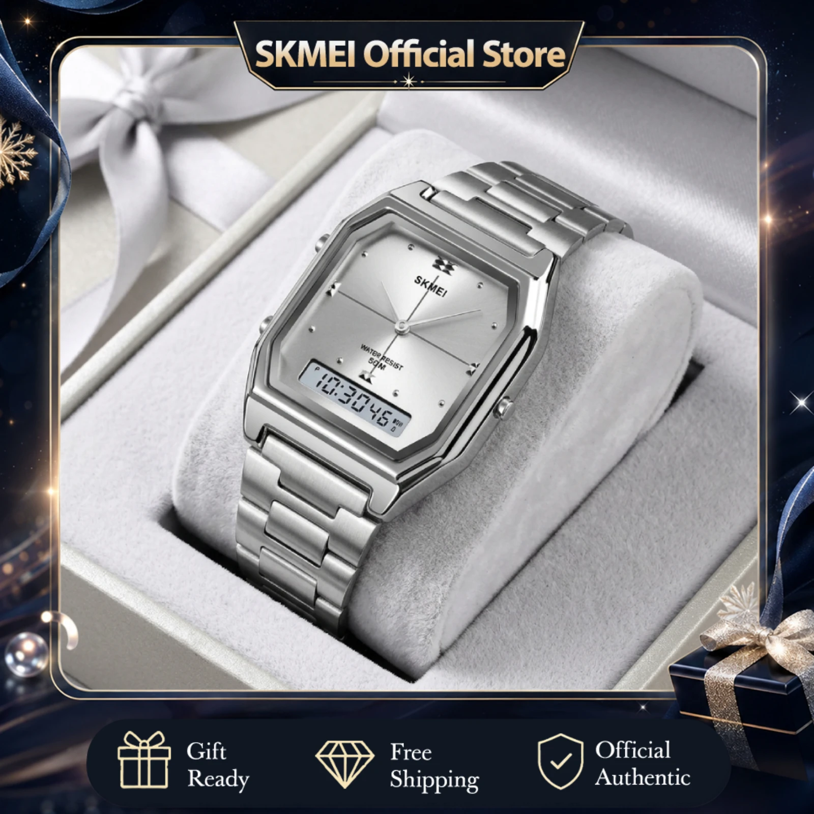 SKMEI Fashion 3Time Chrono Digital Electronic Wristwatch For Men Women Double Display Waterproof Sport Chrono Watch Reloj Hombre