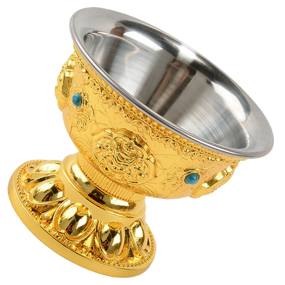 

Water Supply Cup for Buddha Offering Bowl Stainless Steel Inner Anti aging Wear resistant Decorative Metal Buddhism
