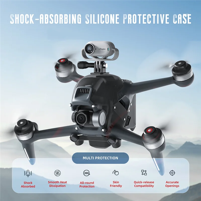 

L72A-AMAGISN Shockproof Silicone Case For Insta360 Go 3 Protective Frame Mount 1/4 Thread Adapter Protective Cover